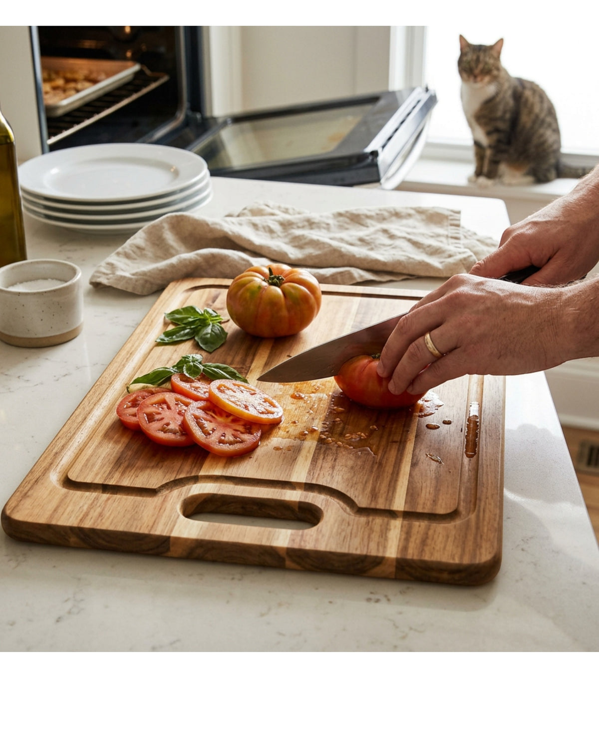 Zoora Acacia Edge-Grain Cutting Board 44 x 32 cm - Lifestyle view